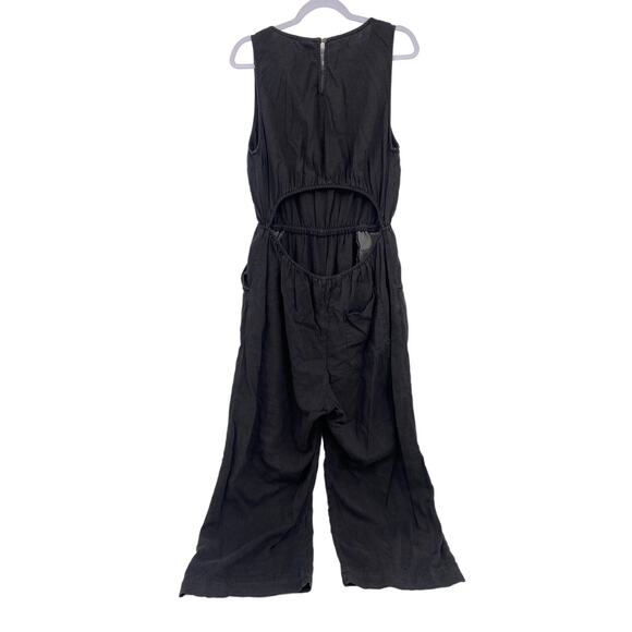 Universal Thread Black Linen V Neck Open Back Sleeveless Jumpsuit Womens L - Picture 7 of 11